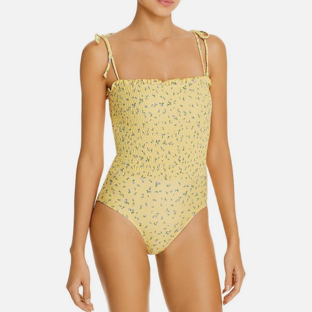 Yellow Floral One-Piece Swimsuit